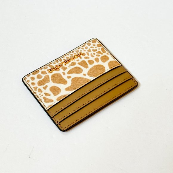 Michael Kors Jet Set Travel Card Case Wallet Exotic Print Camel Multi Haircalf - Picture 5 of 6